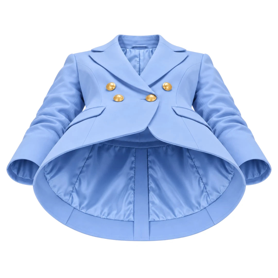 Belti Women's Powder Blue Double Breasted Tailored Blazer Jacket